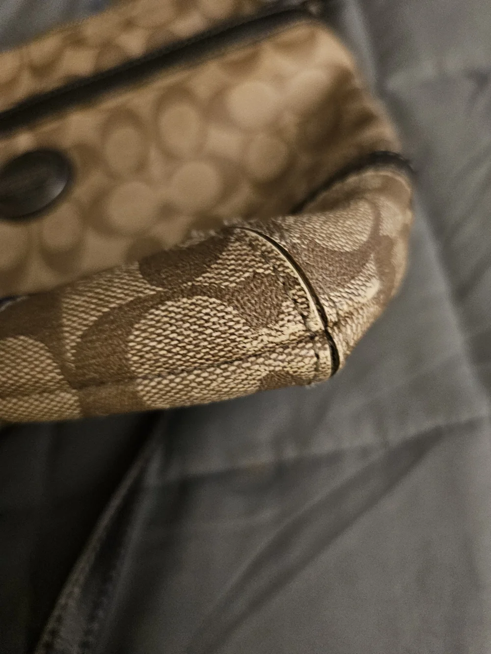 Coach Brown Signature Canvas Crossbody with Black Trim